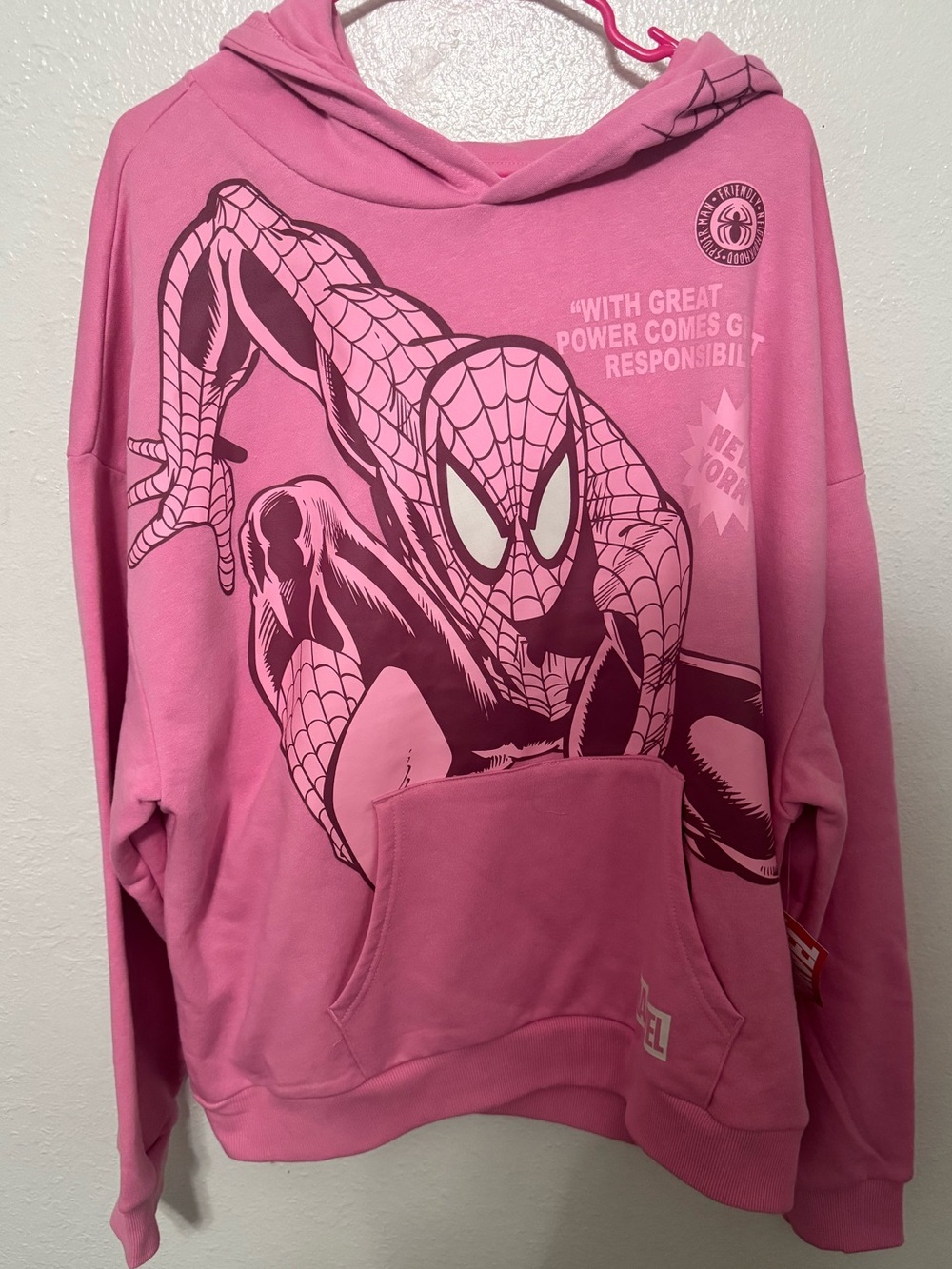Marvel Spider-Man “New York #62” Women’s Pink Hoodie Size XL